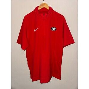 Nike UGA Georgia Bulldogs Team Issue PE Sideline 1/4 Zip Jacket Red Men L NEW